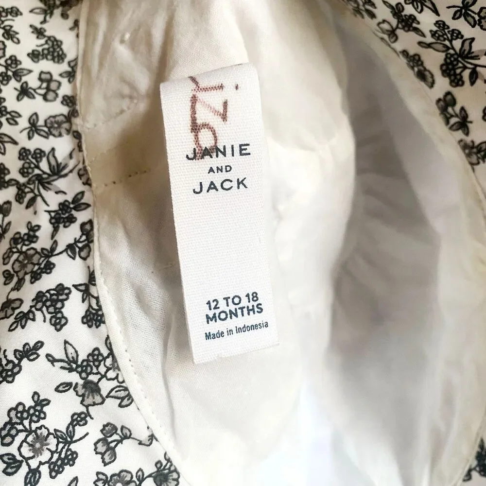 Janie and Jack Black + White Floral Sunhat w/ Bow